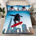 thumbnail image 2 of jejeloiu Skateboard Sport Bed Sheets,Modern City King Sheets For Boys Teens 4-Piece, 2 of 7