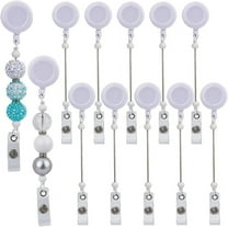 10Pcs Beadable Retractable Badge Reels with Bar White ID Card Holder Badge Clip for Women Nurse Doctor Student Teacher Office DIY Supplies