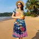 thumbnail image 4 of Balery Colorful Whimsical Earth Vestidos sueltos de manga corta para mujer, vestidos de verano 2025, vestidos casuales de corte A con vuelo., 4 of 6