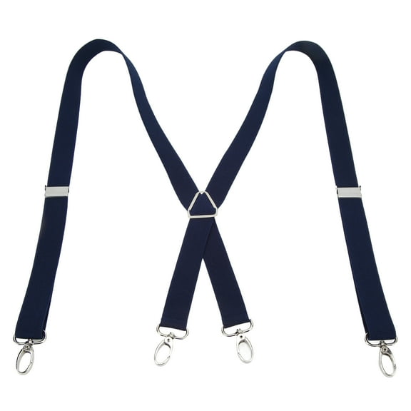 Men Mens Suspenders Stretchable 2.5x110cm/1.0x43.3in Comfortable Fit 4 Metal Buckles Pants Suspenders For AdultNavy Blue