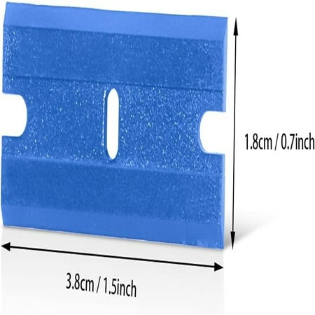 

SHZHYUESONGKJ Gentle and Soft Plastic Double Edged Razor Blades - Surface-Safe 1.5” Scraper Tool Effortlessly Remove Stubborn Label Glue Residue without Risk of Scratching - Set of 100 P