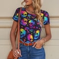 thumbnail image 6 of Fotbe mushroom rainbow color Skull Women's Crew Neck Short Sleeves Bodysuit Tops Round Neck Slim Sleeveless Soft Comfortable Basic-Large, 6 of 7