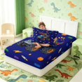 thumbnail image 4 of Manfei Neon Block Dino Animals Twin Fitted Sheet,Gothic Truck Lightning Bedding,Navy,2pcs,1 Fitted Sheet and 1 Pillowcase, 4 of 6