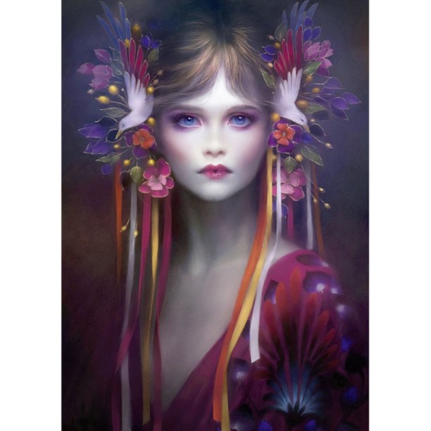 Taladro diamante pintura (DE8228) 5D DIY completo flores niña punto de cruz bordado Kit 45x60cm Hugtrwg Para estrenar