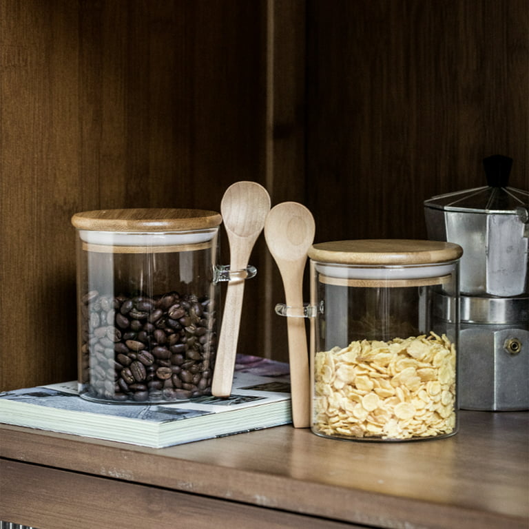 Airtight Glass Jars Candy Large Capacity Glass Jar with Lids and Spoons,Kitchen Food Container, Size: 3pcs
