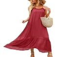 thumbnail image 3 of CNKOO Robe Maxi à Fleurs à Col en V pour Femmes, Boho Imprimée, à Bretelles Spaghetti, Ethnique, de Plage, Longue, Noire, TG, 3 of 6