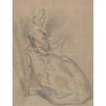 thumbnail image 2 of Hubert-François Gravelot 15x18 Gold Ornate Wood Frame and Double Matted Museum Art Print Titled - Study of a Seated Lady (ca. 1740), 2 of 4