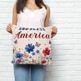 thumbnail image 3 of Throw Pillow Covers 20x20 Inch, 4th of July Decorative Pillow Cases for Couch Sofa Bed, Independence Day Red Blue Floral Rustic Cotton Linen Square Home Decor Pillowcases with Hidden Zipper, 3 of 7