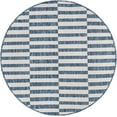 thumbnail image 3 of Unique Loom Outdoor Striped Collection Area Rug - Striped (4' 1" Round Blue/Ivory), 3 of 7