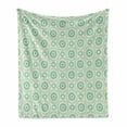 thumbnail image 1 of Mint Soft Flannel Fleece Throw Blanket, Retro Disc Shaped Inner Circles with Nostalgic Featured Geometric Graphic, Cozy Plush for Indoor and Outdoor Use, 50" x 60", Seafoam Almond Green, by Ambesonne, 1 of 6