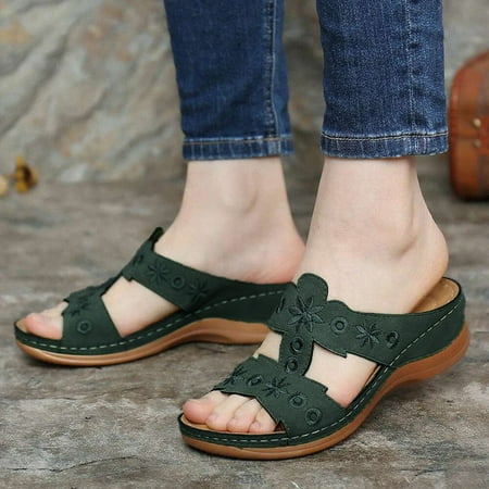 

EQWLJWE Summer Ladies Fashion Open-toe Flower Embroidered Sandals Women s Slippers Holiday Clearance