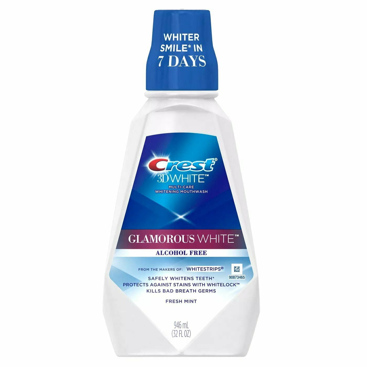 Crest 3D White Glamorous White Mouthwash, Clean Whitening, Multi-Care Whitening Mouthwash, Radiant Mint, 946 ml (32 FL OZ) - 2 Pack