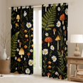 thumbnail image 2 of Homewish Rustic Fungus Plant Kitchen Curtains,Mushrooms Daisy Floral Black Out Curtains Pack of 2 (42x63 Each),Black, 2 of 6