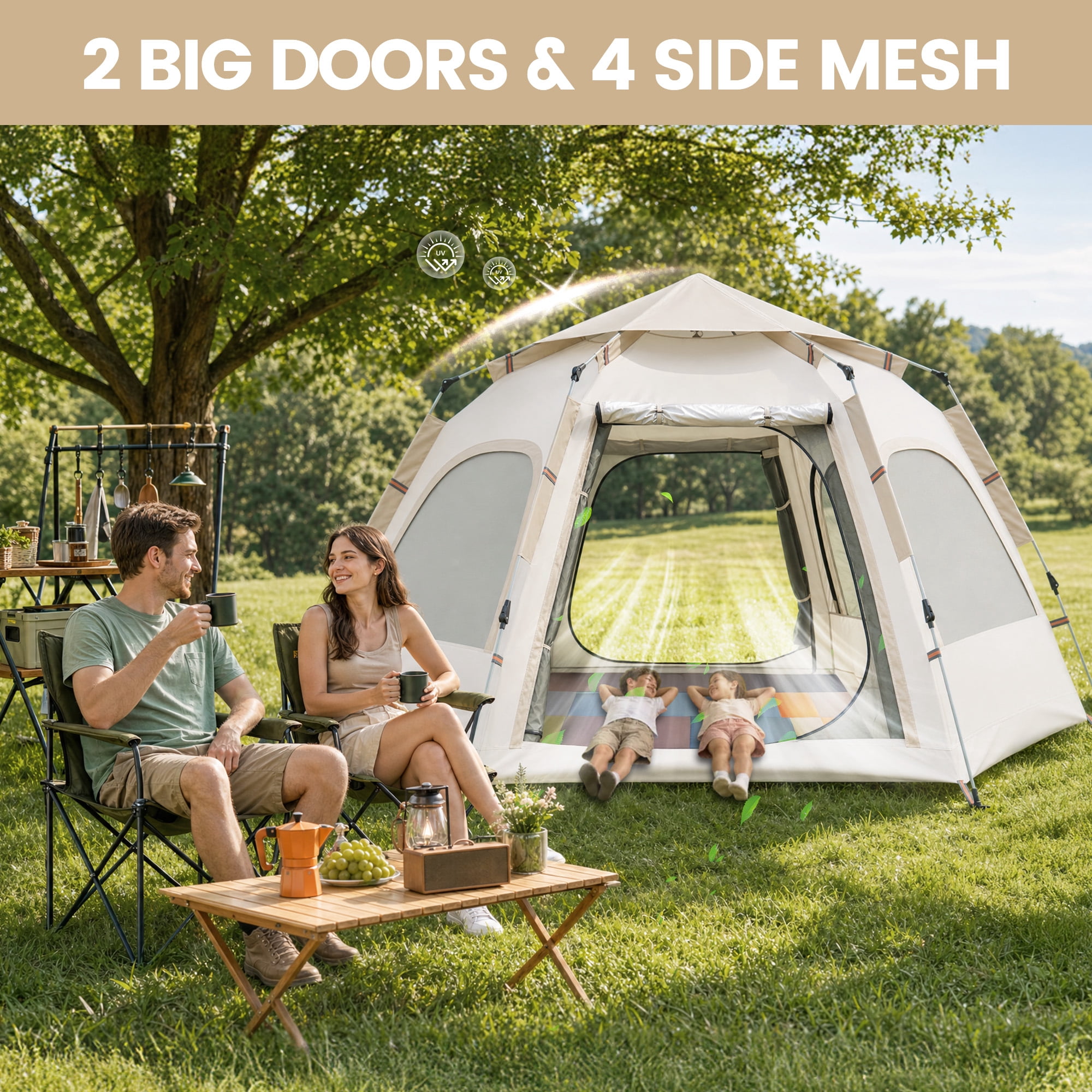 GVDV 2-3 Person Camping Tent, Instant Pop Up Tents for Camping