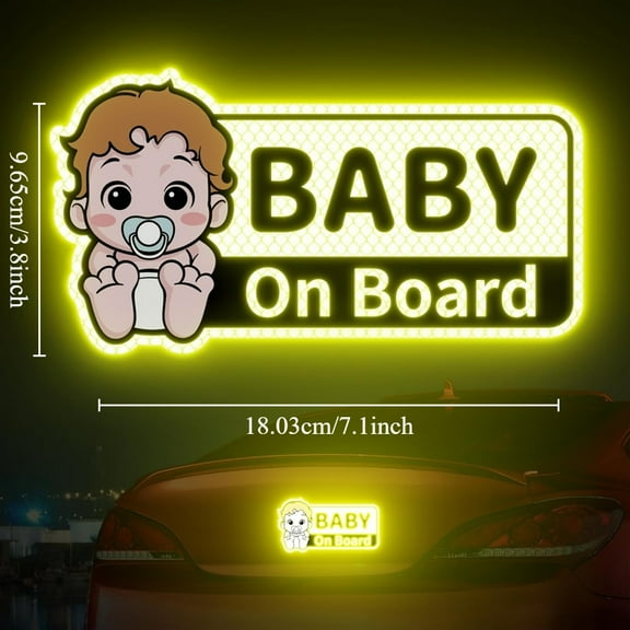 1PC Baby On Board Reflective Safety Warning Signs Car Stickers Waterproof Vinyl Decals Auto Bumper Trunk Body Vehicle Decoration