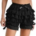 thumbnail image 2 of vastwit Womens Layered Ruffled Bloomers Shorts Gothic Pantaloons Vintage Pumpkin Pettipants A Black S, 2 of 5