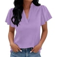 thumbnail image 7 of LNWUY Women's Fashion Summer Blouses Dressy Casual Ruffle Cap Sleeve V Neck Business Work Trendy Cute Tops Spring Outfits Purple M, 7 of 7