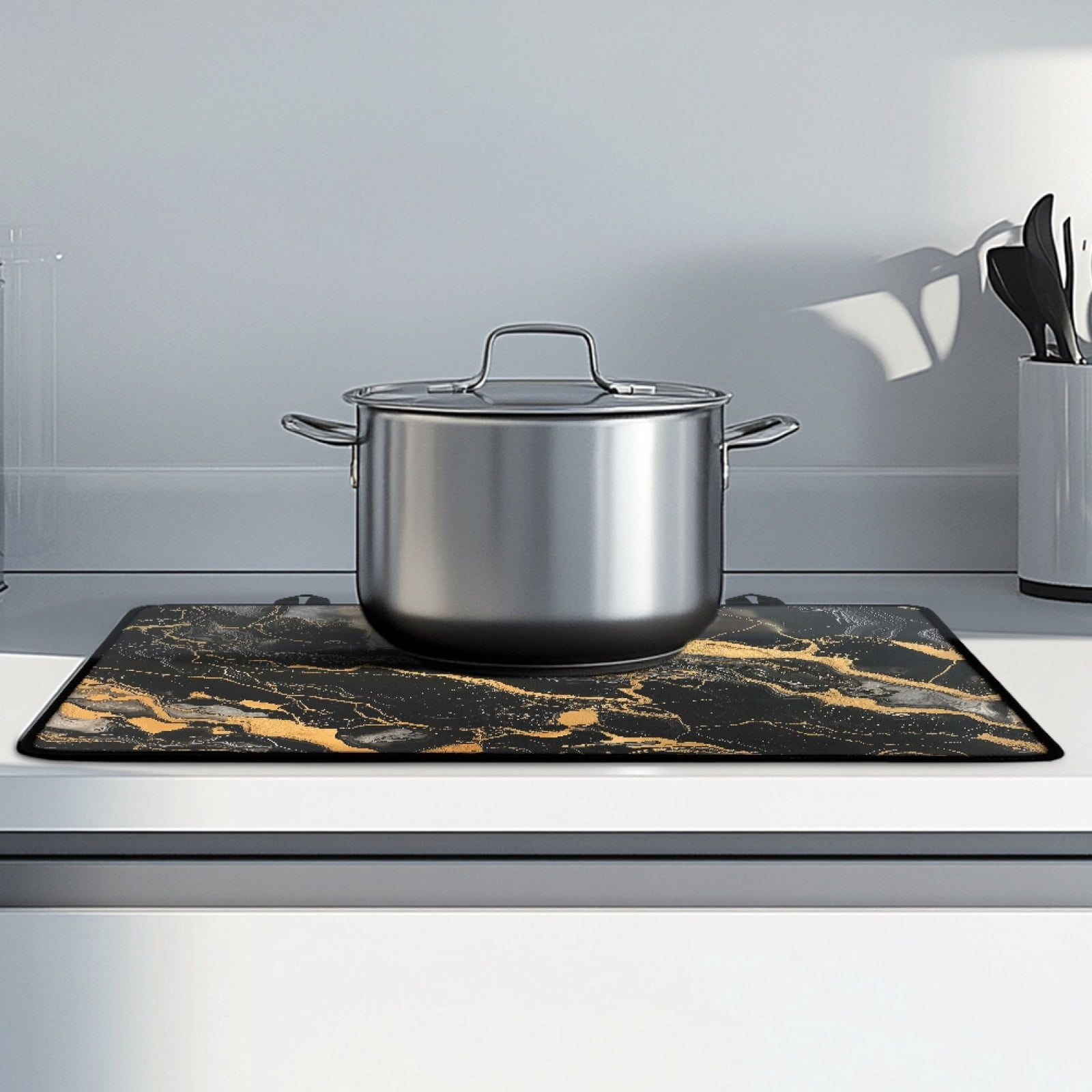 Renewold Stove Cover for Stove Top, Ceramic Stove Top Cover Mat Scratch Resistant Oil Resistant Stovetop Cover Oven Mat Protector for Kitchen Decor, Black Gold Marble