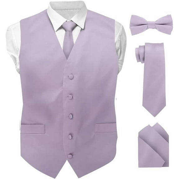 Vittorio Farina Solid Satin Vest Set (White Back)