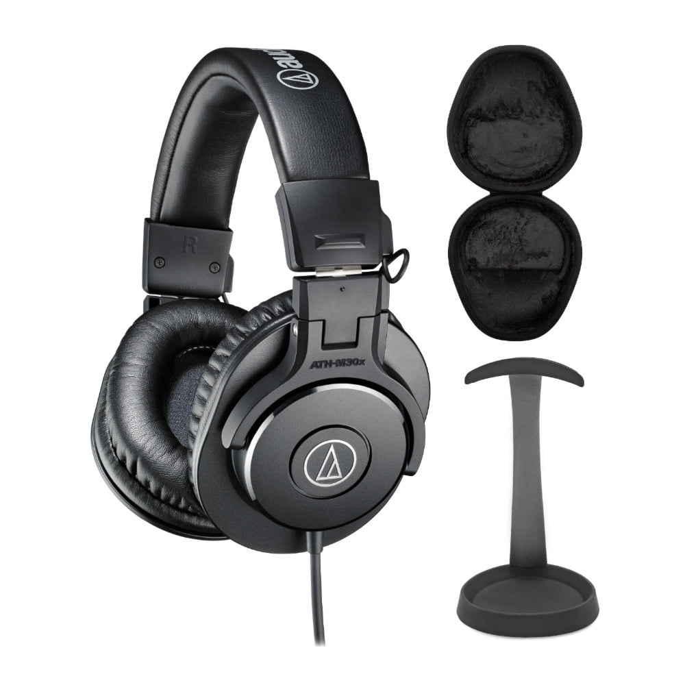 Audio-Technica ATH-M30X Professional Headphones Bundle with Knox Stand and Case 3 Items