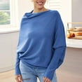 thumbnail image 7 of Clothing 2025 Delayuji Womens Pullover Sweaters Light Weight Sweaters for Casual Tops Winter Knit Drop Shoulder Sweater Fall Jumper Tunics Pullover Sweaters for Women Blue One Size, 7 of 7