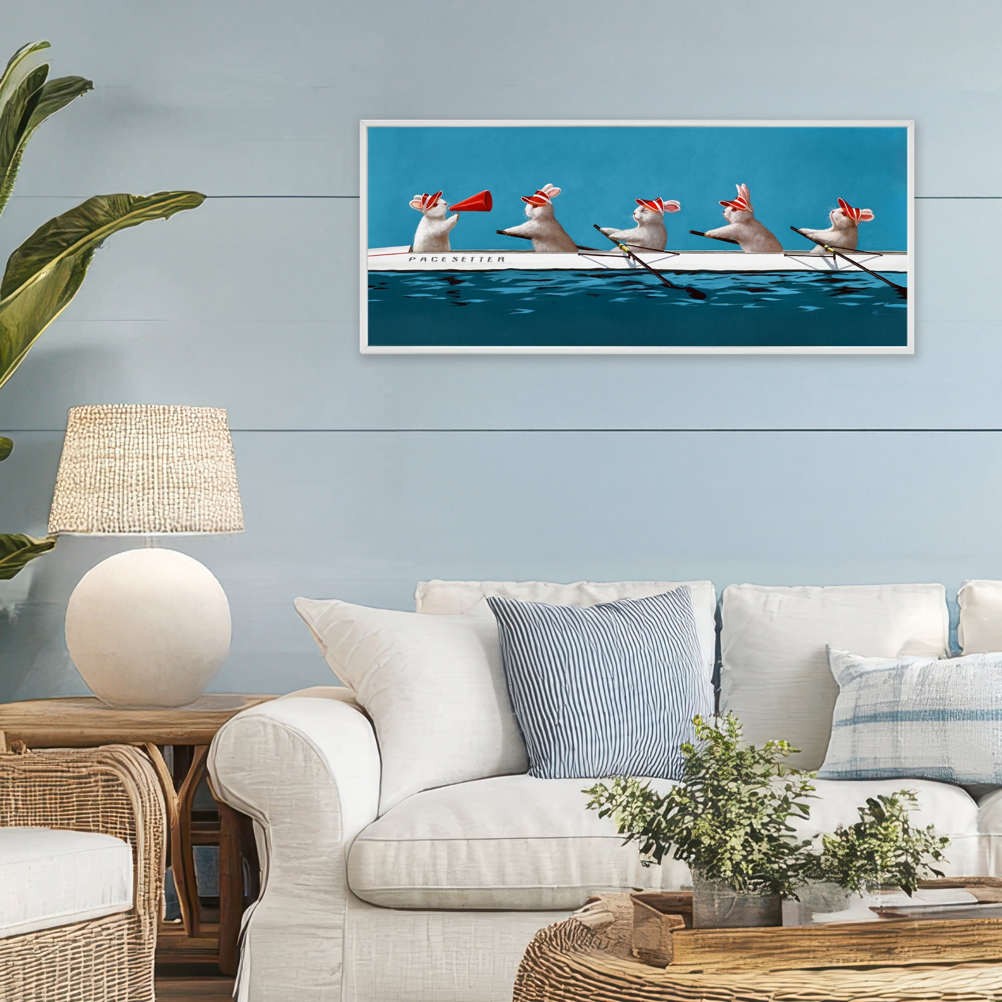Stupell Industries Bunnies In The Boat White Framed Giclee Art, design by Lucia Heffernan