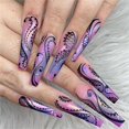 thumbnail image 1 of Square Press on Nails Long,Neon Colorful Butterfly rhinestones Press On Nails Long Reusable Semi Transparent Nails Cute, 1 of 4
