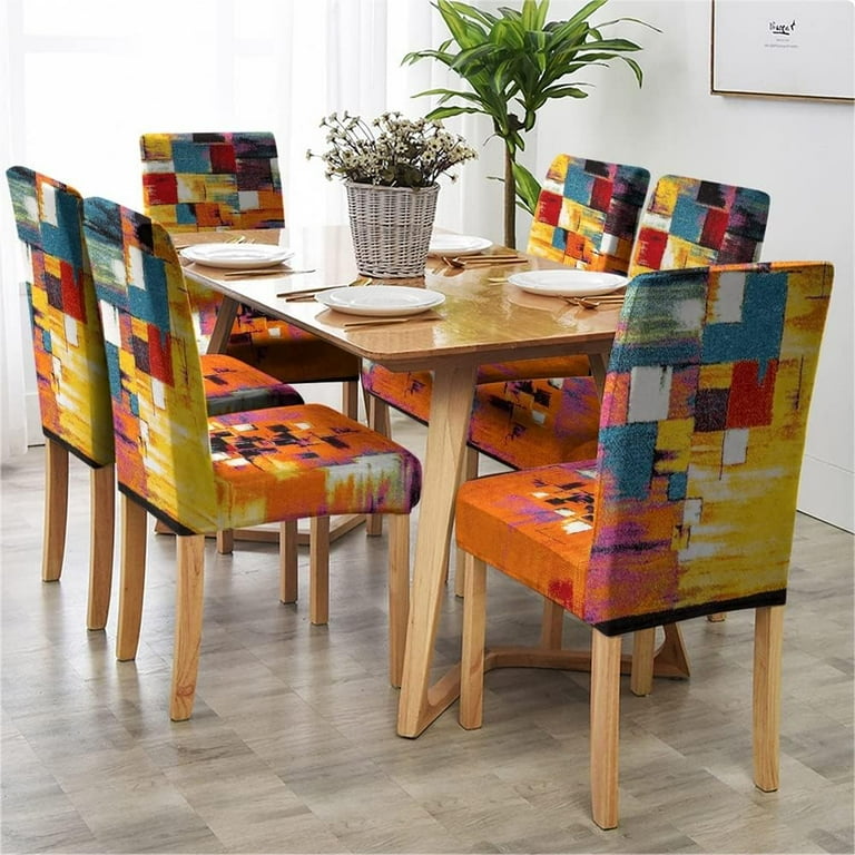 Boho Red Blue Chair Covers Dining Chair Cover Modern Abstract