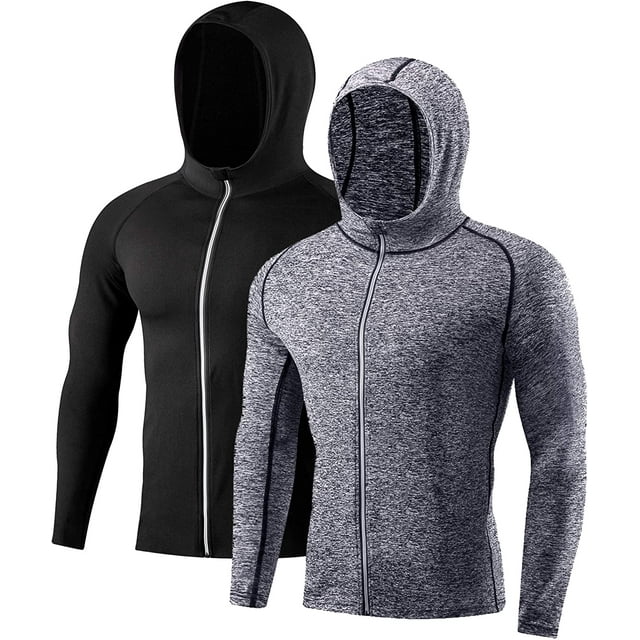 Chandail à Capuchon Léger à Fermeture Éclair Complète pour Hommes, Lot de 2, Chandail Actif à Capuche