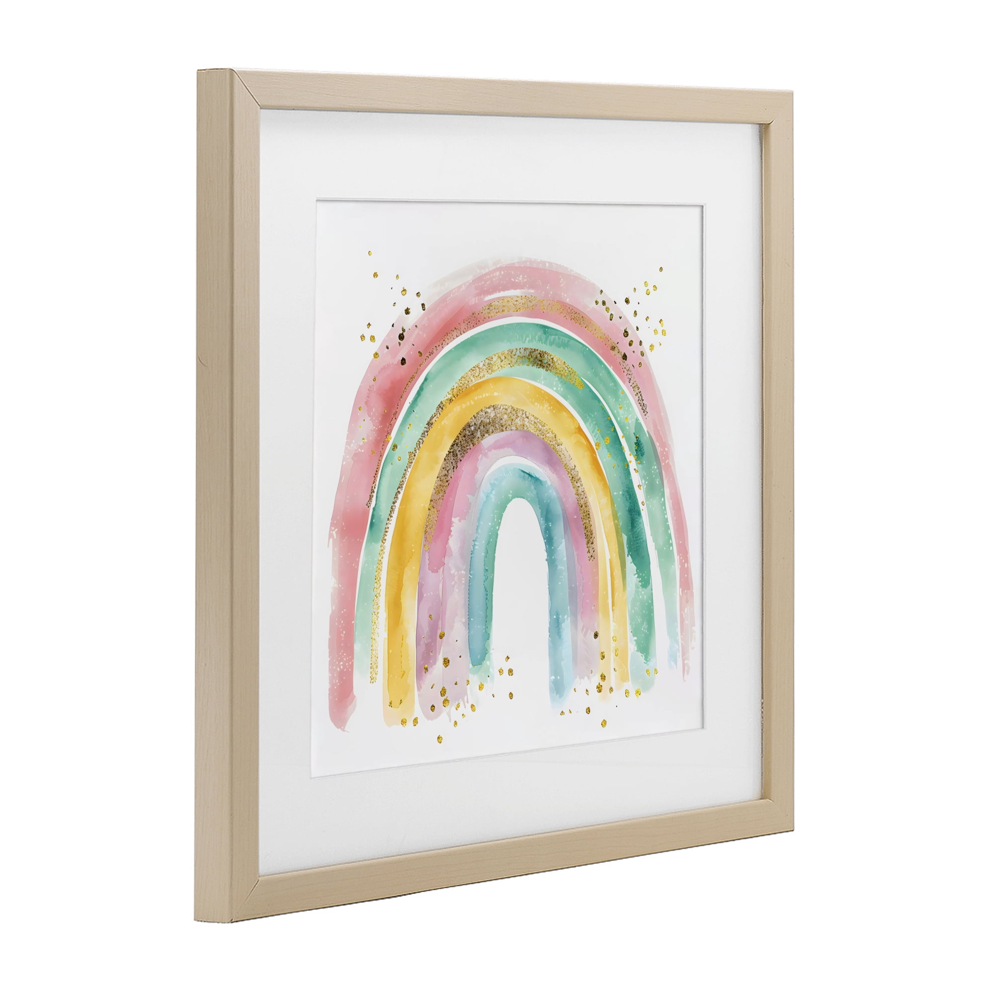 Stupell Industries Pastel Rainbow with Gold Accents Birch Framed Print Under Glass, design by Creative Studio