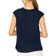 thumbnail image 4 of Allegra K Women's Ruffle Neck Cap Sleeves Button Placket Loose Blouse, 4 of 7