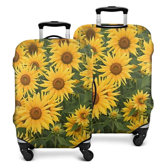 Yellow Sunflower Field Pattern Luggage Cover Fashion Suitcase Cover Baggage Covers Fit 25-28 Inch Luggage (Go Travel)