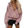 thumbnail image 2 of Basic Zip Up Hoodies for Women 2025 Fall Winter Long Sleeve Baggy Hoodie with Pockets Hooded Sweatshirt Pullover Tops, 2 of 5