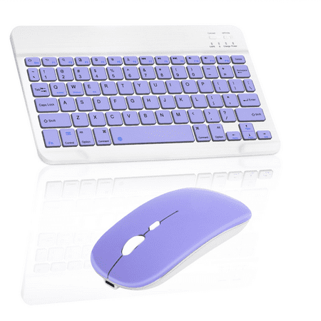 Rechargeable Bluetooth Keyboard and Mouse Combo Ultra Slim Full-Size Keyboard and Ergonomic Mouse for Zenfone 3 Ultra ZU680KL and All Bluetooth Enabled Mac/Tablet/iPad/PC/Laptop - Violet Purple