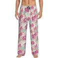 thumbnail image 2 of Goofa Purple Watercolor Flowers Printed Soft Pajama Pants for Men, Wide Leg Comfy Casual Lounge Yoga Pants-X-Large, 2 of 9