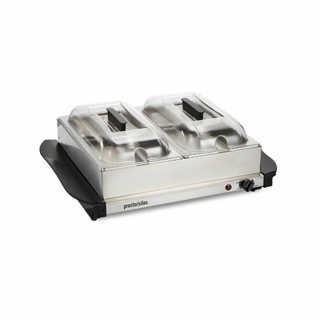Bufetera Proctor Silex Bandeja Calefactora y Charola de Buffet 2 en 1 Plateado