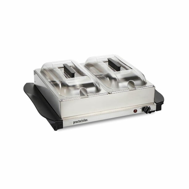 Bufetera Proctor Silex Bandeja Calefactora y Charola de Buffet 2 en 1 Plateado