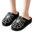 thumbnail image 2 of IEMIEMIEM Women's Fuzzy House Slippers Spider Web Pattern Closed Toe Plush Slip On Home Shoes Anti-Slip Sole Warm Cozy Indoor Slippers for Halloween Daily Wear Black 5.5-6.5 Wide, 2 of 9