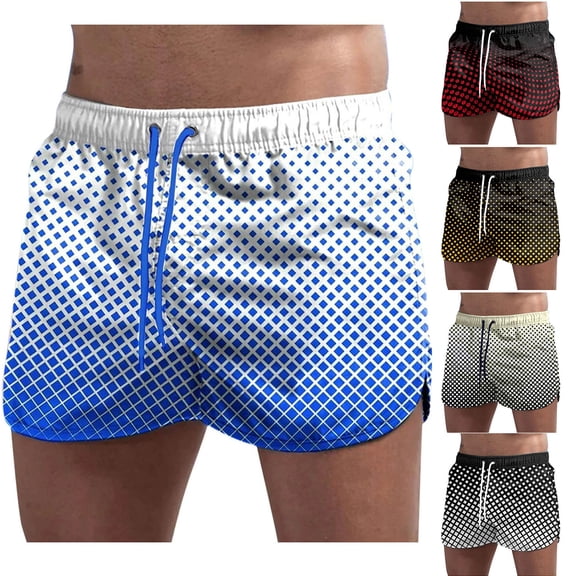 Bovxnpu Men's Swim Trunks Mens High Elastic Unisex 5 Inch Quickly Dry Print Beach Trunks Swimwear (Men's or Men's Big & Tall)
