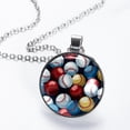 thumbnail image 2 of Baseball Elegant Glass Circular Pendant Necklace - Stylish Necklaces for Women, 2 of 5