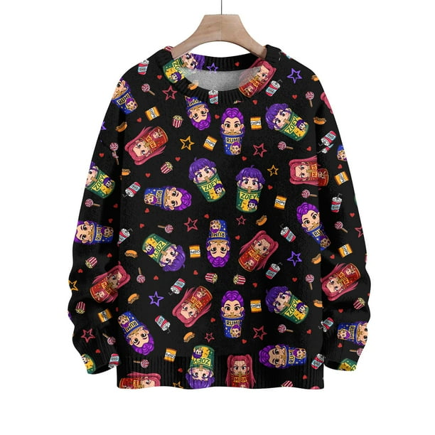 Pop cazadora para niña Demo-n Hunters Boys Girls Fashion Round-Neck Sweatshirt Streetwear Soft Comfortable Long Sleeve Hoodie for Daily Wear Spring Fall Winter (Black)