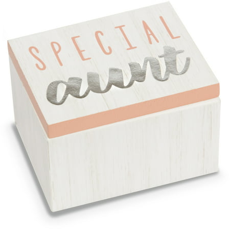 Pavilion - Special Aunt - Pink & White Wood Patterned Mini Keepsake Jewelry Box 2.25