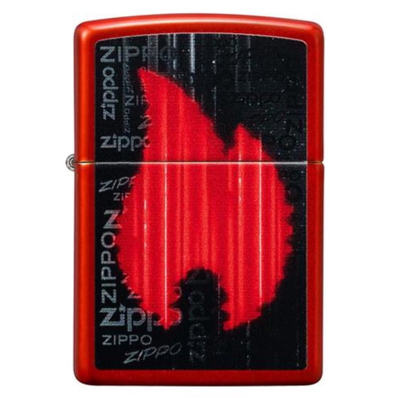 Zippo Flame Design Metallic Red Pocket Lighter