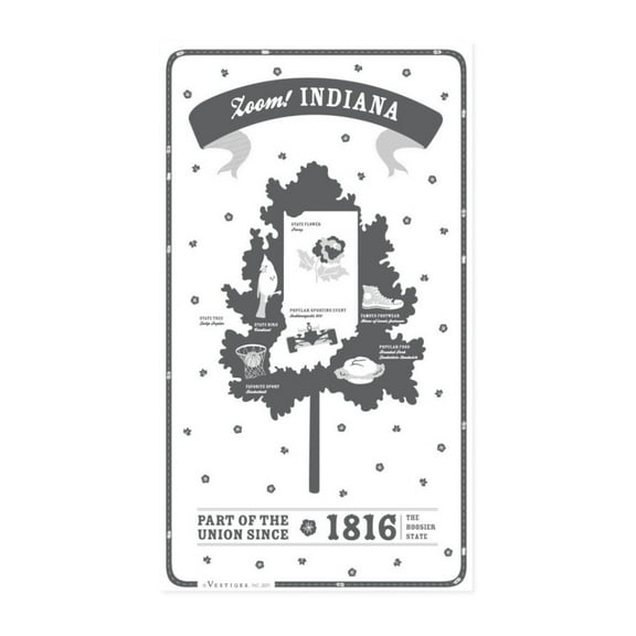 Vestiges Indiana State Souvenir Tea Towel 21.5" x 32" Eco-Friendly