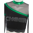 thumbnail image 5 of TiaoBug Women's 2 Piece Cheerleading Outfits Long Sleeve Crop Tops & Dance Skirt Set for Musical Rave Party Green M, 5 of 7