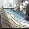 thumbnail image 5 of Area Rugs 5x7 Ft Abstract Geometric Blue Brown Gradient Waves Beach Non-Slip Washable Rug Indoor Rug Floor Mats Non Shedding Carpet for Living Room Bedroom Dining Room Home Decor, 5 of 8