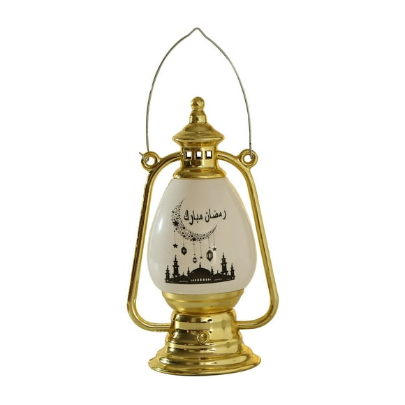 Ramadan Lantern Table Decoration with LED Lights, Plastic Wind Lamp for Ramadan Festival, 15 x 6.5 cm, Button Battery Included, 1 Pc