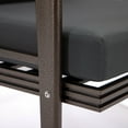 thumbnail image 5 of LeisureMod Walbrooke Mid-Century Modern Outdoor Armchair with Brown Powder Coated Aluminum Frame and Removable Cushions for Patio, Balcony, and Backyard, Set of 2, Charcoal, 5 of 6