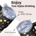 thumbnail image 4 of Leak Proof Lid 20oz Stainless Steel Insulated Tumbler With Handle Geometric Pattern Double Wall Travel Mug and Straw, 4 of 5