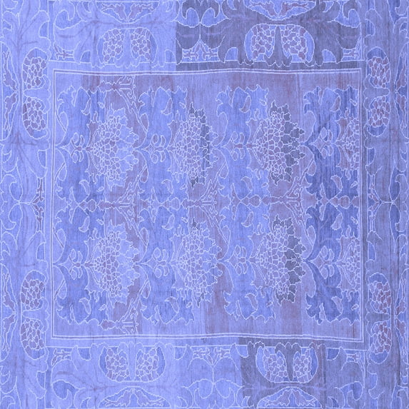 Ahgly Company Indoor Square Abstract Blue Modern Area Rugs, 7' Square